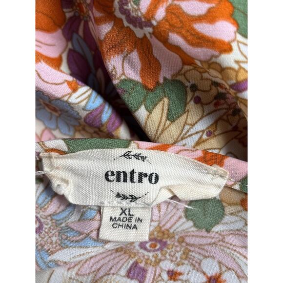 Chtro Blouse Womens XL Floral Long Sleeve Peasant Boho Tunic Shirt Top - Picture 3 of 7